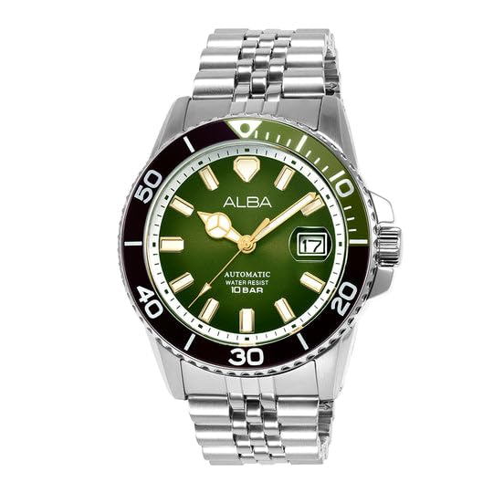 ALBA AU4047X1 Dark Olive Dial Watch, Men's Sporty Timepiece