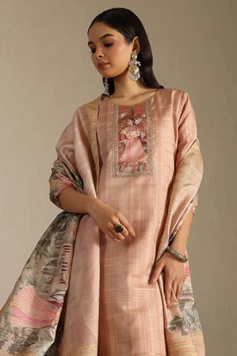 Soch Women's Art Silk Kurta Suit Set (CWA5CD22247_Peach