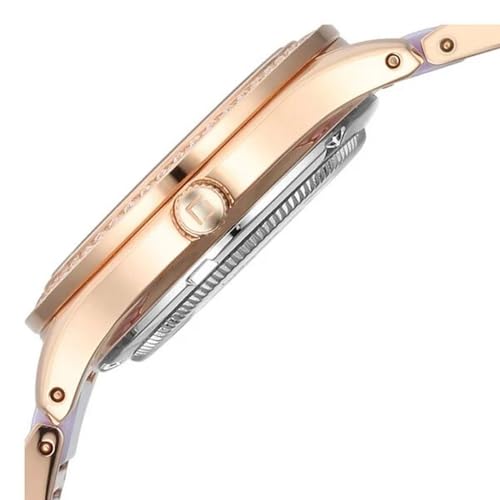 Xylys Quartz Analog Purple Dial Two Toned Steel & Ceramic Strap Watch for Women