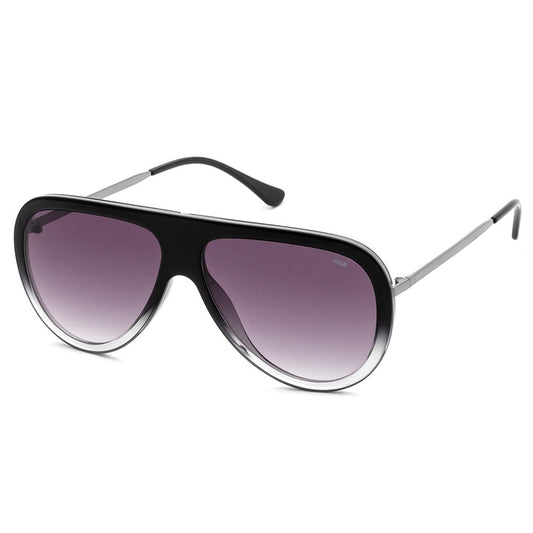 FILA sunglasses| 100% UV protected | Gradient | Full Rim | Pilot | Men | Large | Shiny Gun-Black-Crystal Grey Acetate Frame | Smoke Gradient Lens