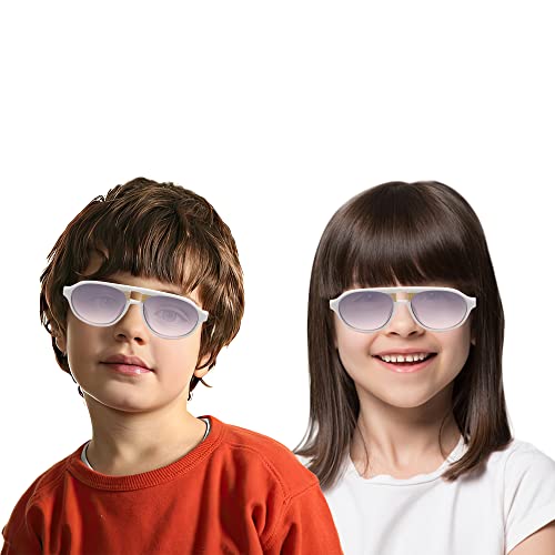 SPIKY Unisex Kids Aviator Sunglass With Protective Case White & Blue Frame Black Lens, Free Size - (Pack of 1)
