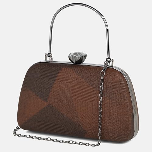 Purpleberry Kara Party clutch bag for women | Wedding clutch bag | Clutch purse latest (Rosewood Brown)