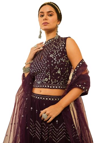 Soch Women's Georgette Lehenga Choli (OWA3CD20379A_Maroon_XL)