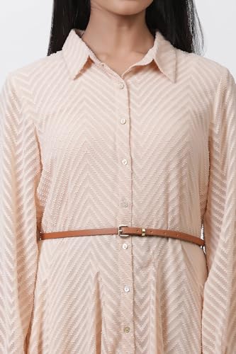 W for Woman Pink Solid Jacquard Flared Dress_24FEW10775-820827_XS