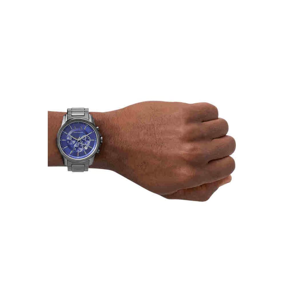 Armani Exchange Men Stainless Steel Gun-Metal Analog Watch Ax1731, Dial-Color:Blue, Band Color:Gray