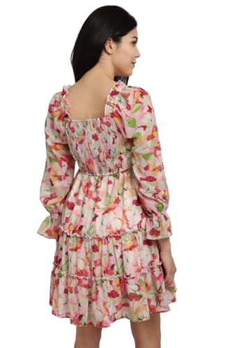 Allen Solly Women's Polyester Asymmetrical Knee-Length Dress (AHDRCRGF142558_Multi Multicolour