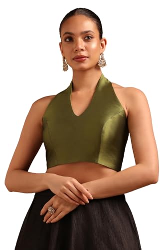Soch Womens Olive Art Silk Blouse