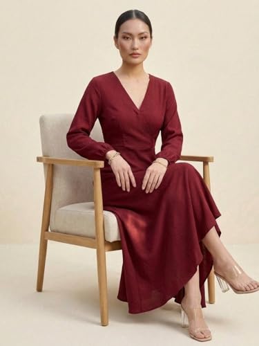 Varanga Modern Edge Dress Maroon