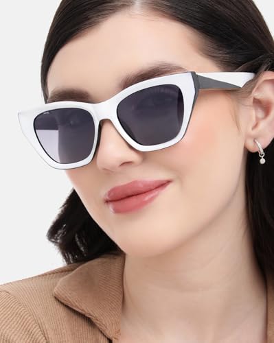 White with Black Tone Polarised Lens Cat Eye Sunglass for women