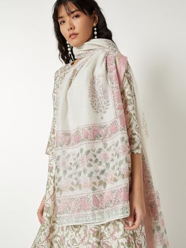 Max Women Floral Print Straight Kurta Set(White_S)