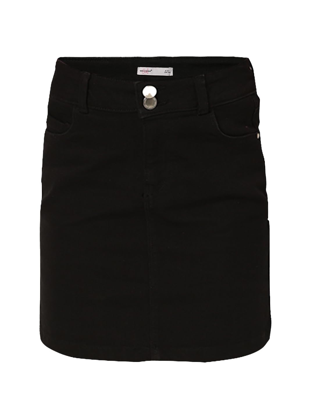 VERO MODA Girls Solid Cotton Thigh Length Black Straight Skirt