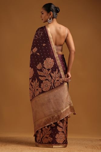 Soch Womens Purple Tussar Floral Saree