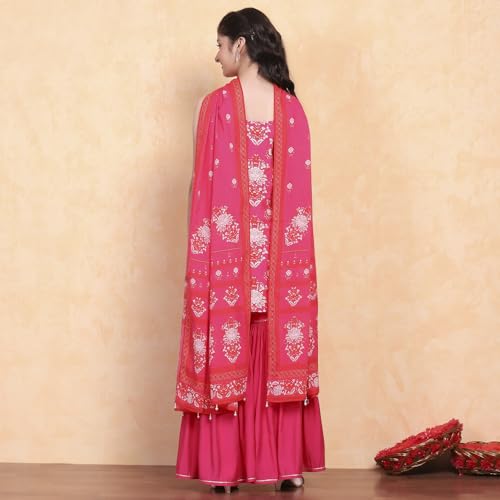 Biba Girl's Viscose Blend Kurta Set (KWSNKIS6315SS25PNK_Pink