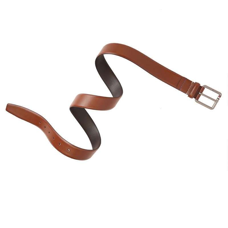 Tommy Hilfiger Men's Warrens Leather Belt - Rwb Pin Buckle - Versatile Tan For Classic Semi-Formal Styling & GentleMen's Gift | Size XL - 110 CM