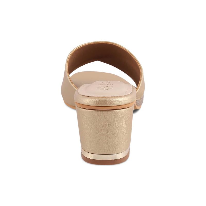 tresmode 240-MACKY GOLD WOMEN DRESS BLOCK HEELS SANDALS EU/36 UK/3