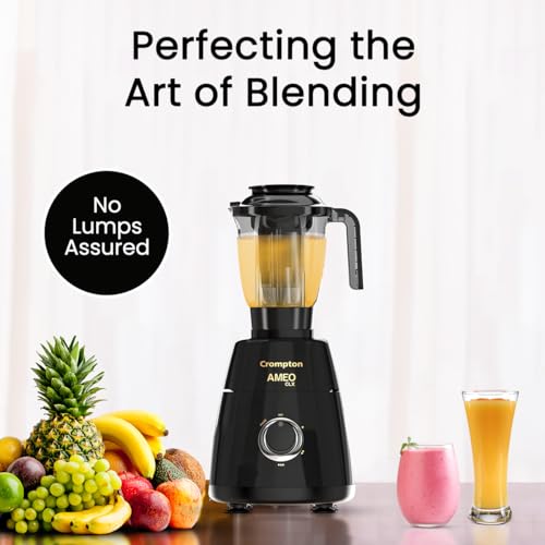 Crompton Ameo Classic 750W Mixer Grinder | Powertron Motor | MaxiGrind Technology | 3 Stainless Steel Jars | 1 Blender Jar with fruit filter | Black