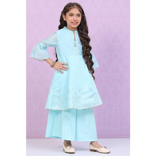 Biba Girls Polyester Kalidar Printed Suit Set(KW5020E_3_Blue)