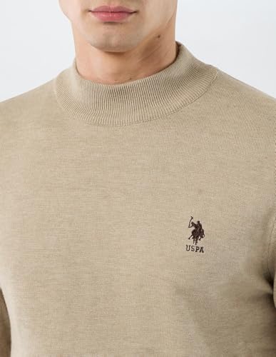 U.S.Polo Association Men's Solid Regular Fit Sweater (USSWE2449_Beige_2XL)