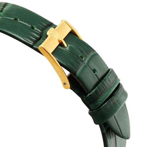 Titan Edge Monture Quartz Analog with Green Dial Gold Leather Strap Watch for Men - 1043YL11