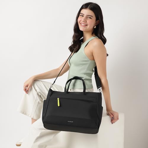 Fastrack Women Workease All-Day Laptop Tote Bag,15" Laptop Compatibility,Made With Nylon For Durability,Workwear Bags,College Bags With Laptop,Black
