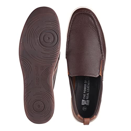 Red Chief Genuine Leather Casual Slip-On Boat Shoes for Men | Stylish & Comfortable Shoes | Brown | RC3887