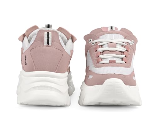 LOUIS STITCH Pink-White Sneakers for Women | Comfortable Sneakers | LSLD-SNK-01-PK | UK-6