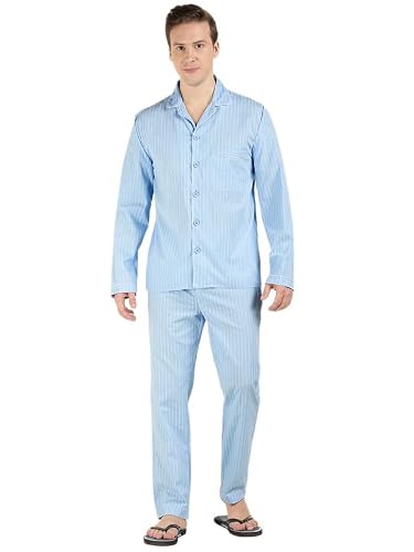 Hancock Men Cotton Striped Night Suit Multicolor Size L