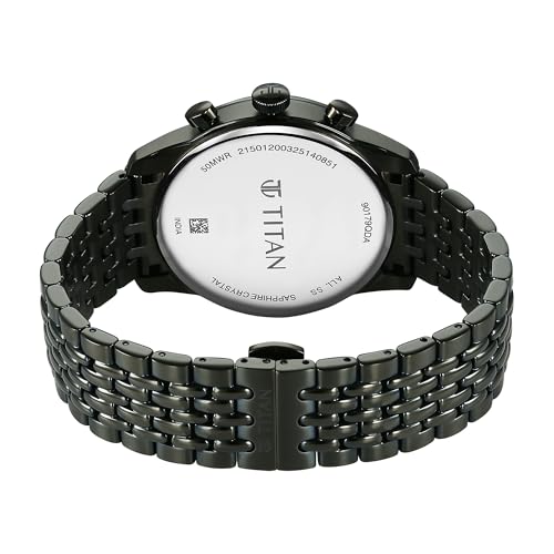 Titan Micromotors Analog with Independent Hour, Minute and Second Sub-Dial and Olive Dial Olive Stainless Steel Strap Watch for Men - 90179QM01