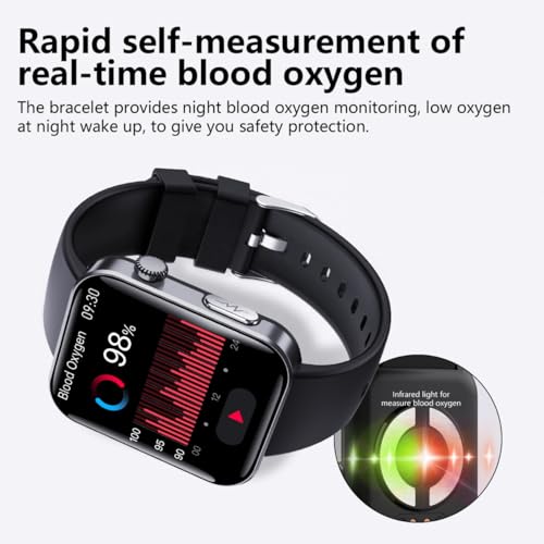 F300 Smart Watch, Health Tracker with Blood Sugar, Heart Rate, Blood Pressure, SpO2, Sleep Monitoring, Black