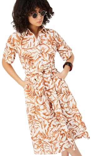 Max Women's Cotton A-Line Midi Casual Dress (EE54003_Off White