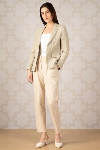 Women Beige Check Blazer