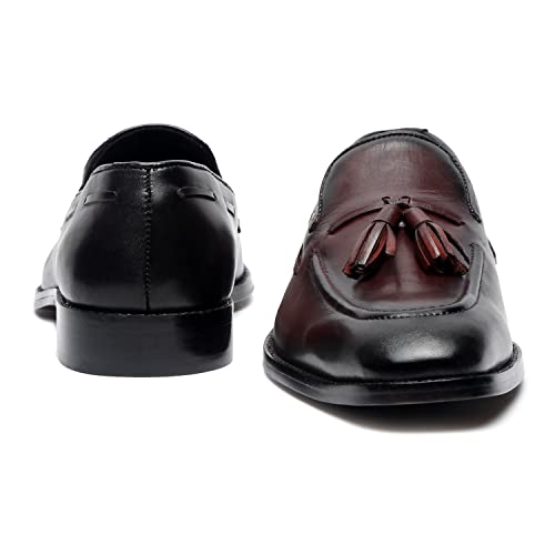 LOUIS STITCH Men's Rosewood Premium Italian Leather Shoes Moccasin American Style Handcrafted Comfortable Tassel Slipons for Men Formal Officewear (Size-11 UK) (EXTARW_)