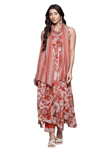 Aarke Ritu Kumar Rust Wild Lupine Sleeveless Kurta With Pant And Dupatta