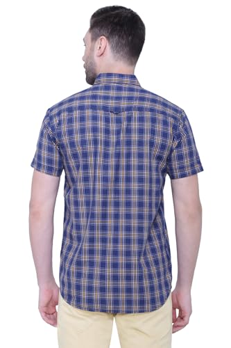 Kuons Avenue Men's Navy Blue Half Sleeve Cotton Casual Shirt | Jeans Shirt for Men (KACLHS1216M_Navy Blue_Medium)