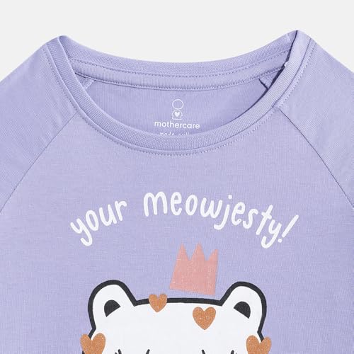 Mothercare Girls Printed Full Sleeves T-Shirt - Lavender