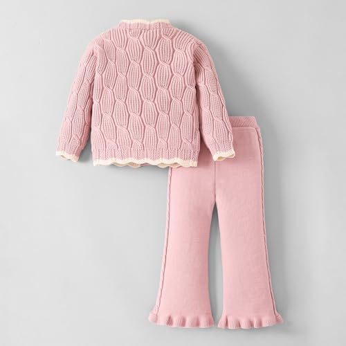 Hopscotch Girls Pink Full Sleeves 2-Pc Floral Applique Pants Set For Age (2-3 Years)