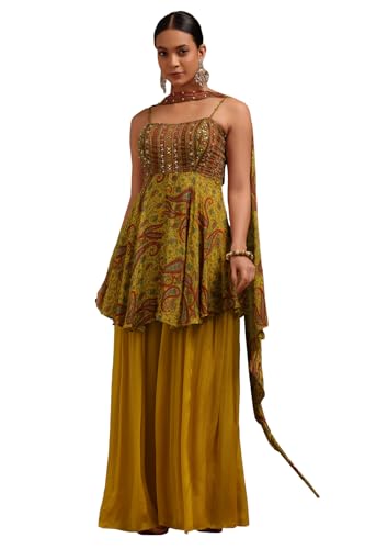 Soch Women's Chinon Salwar Suit Set (FWA5CD22220_Mustard