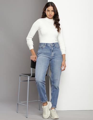 Calvin Klein Cotton Mock Neck Sweater Ivory