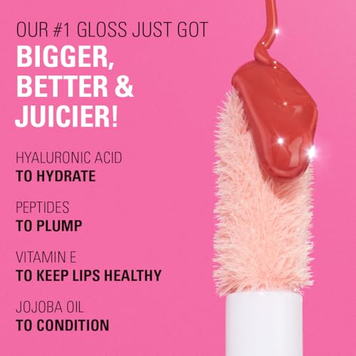 Revolution Beauty, Pout Bomb Plumping Lip Gloss, High-Shine for Glossy, Fuller & Plump Lips with Hyaluronic Acid & Peptides, Vegan & Cruelty-Free (Melba Warm Peach, 4.6ml)