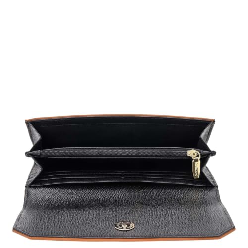 Da Milano Premium Leather Wallet for Women | Multi Compartment Travel Wallet - Black