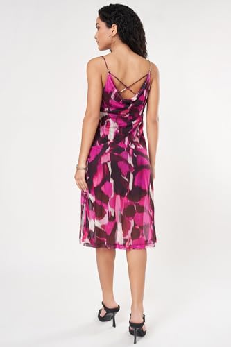 Annabelle by Pantaloons Women's Polyester Blend Classic Knee-Length Dress (110157516005_Pink