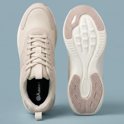 AVANT Women's CloudCurve Running Shoes | Lace-Up Design | Breathable Mesh, Lightweight | Everyday Wear Running Shoes_Peach-UK7