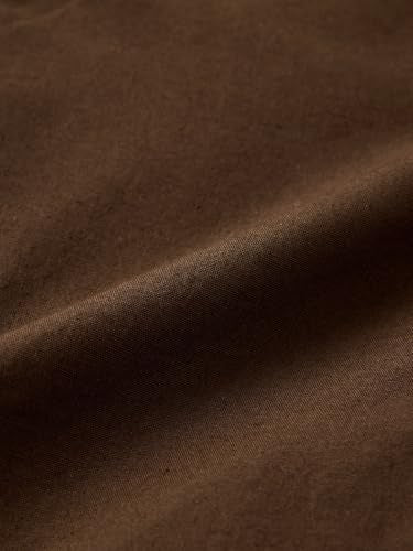 The Souled Store Cotton Linen Pants: Dark Brown Women and Girls Buttoned Solid Cotton Linen Blend Straight Fit Casual Cargo Pants