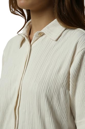 Allen Solly Women White Textured Short Sleeves Shirt
