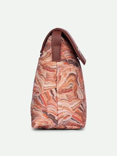ZOUK Nicobar Coral Abstract Printed Women’s Jute Sling Bag | Handcrafted Vegan Leather Multicolor Flap Shoulder Bag