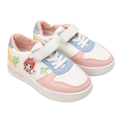 Hopscotch Girls PU Applique Sneakers in Pink Color, UK:1.5 (FAQ-4329120)