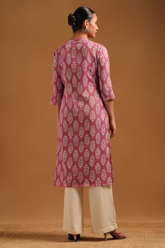 Soch Womens Onion Pink Cotton Botanical Kurta