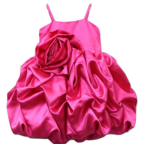 PINK WINGS Girl's Satin Bubble Hem Mini Length Frock (Pink, 6-12 Months)