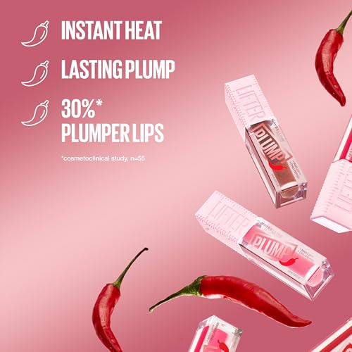 Maybelline New York Lifter Plump - Plumping Lip Gloss, Peach Fever, 5ml