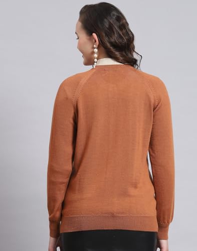 Monte Carlo Womens Pure Wool Solid Sweater (1230708Rn-2457-44, Mid Copper, 3XL)